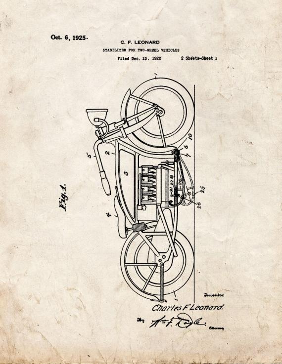 Stabilizer For Two-wheel Vehicles Patent Print