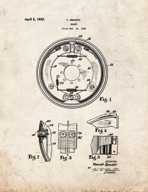 Brake Patent Print