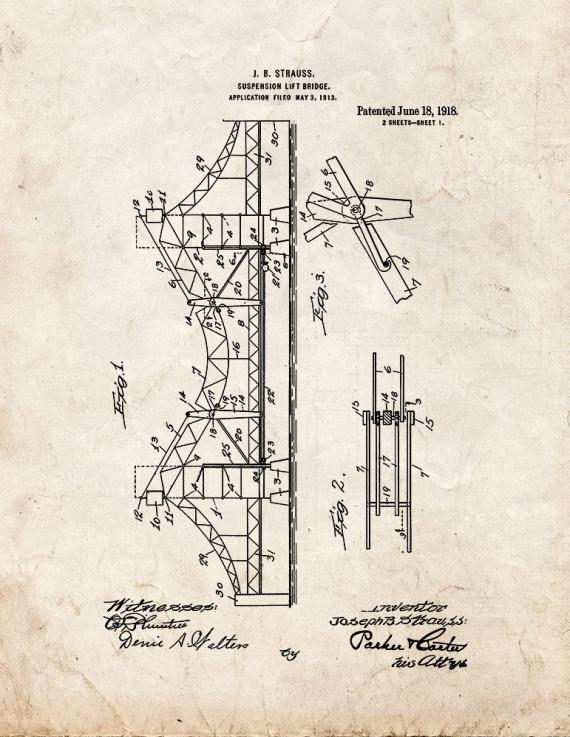 Suspension Lift-bridge Patent Print