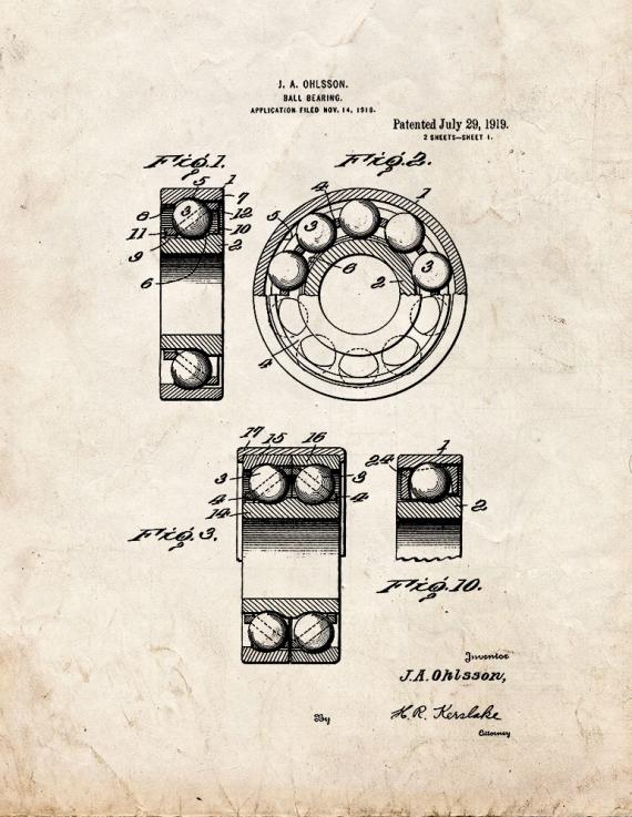 Ball Bearing Patent Print