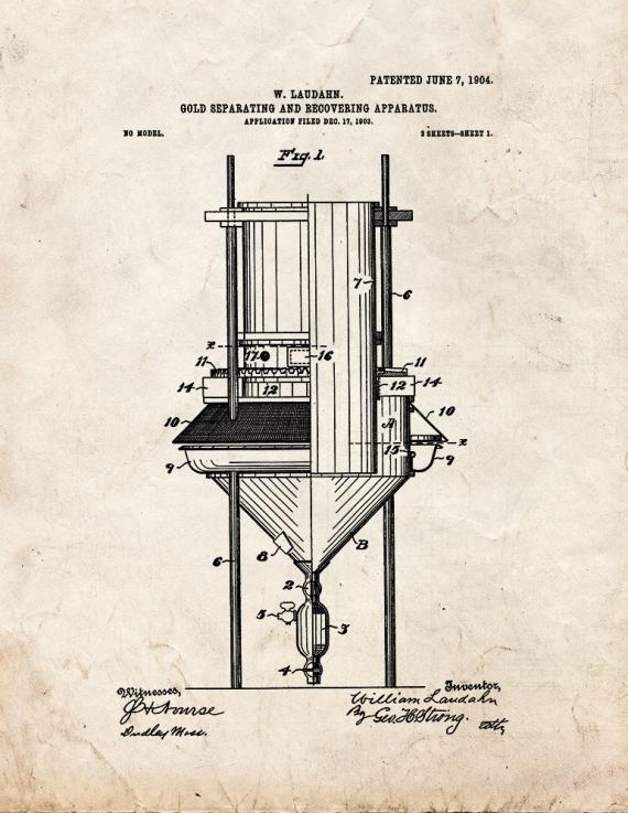 Gold Separating And Recovering Apparatus Patent Print