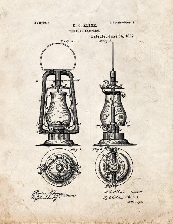 Tubular Lantern Patent Print