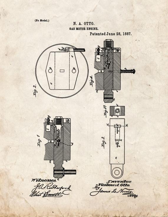 Gas Motor Engine Patent Print