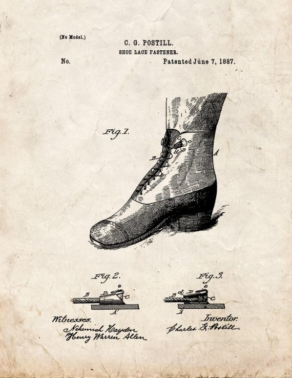 Shoelace Fastener Patent Print