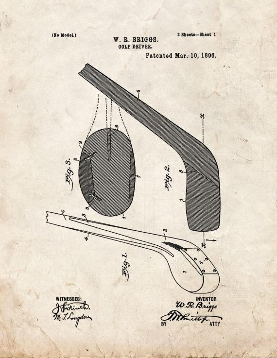Golf Driver Patent Print