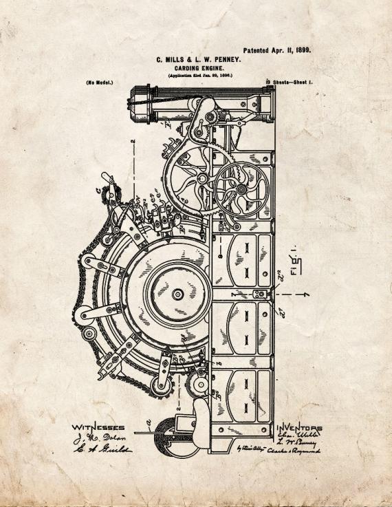Carding Engine Patent Print