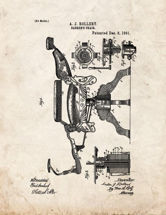 Barber's Chair Patent Print