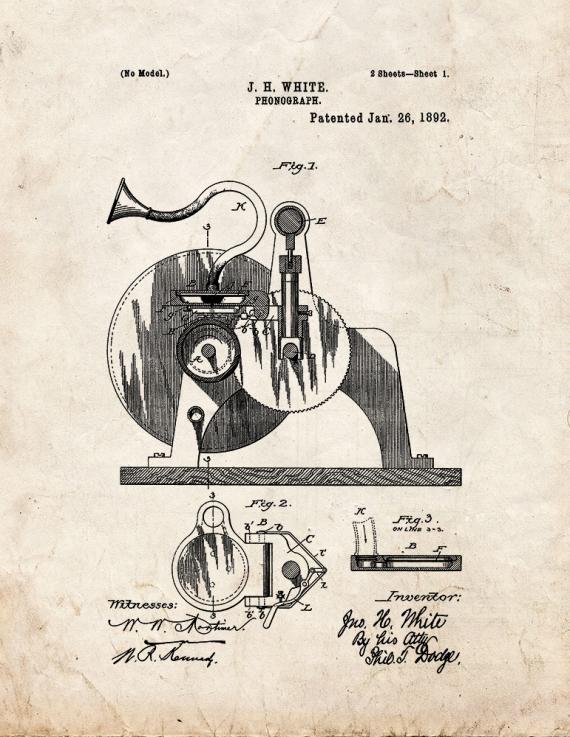 Phonograph Patent Print