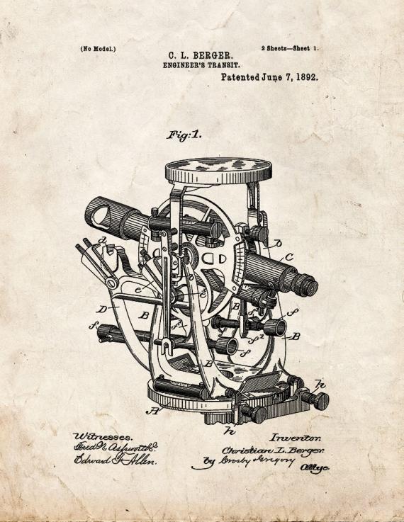 Engineer's Transit Patent Print