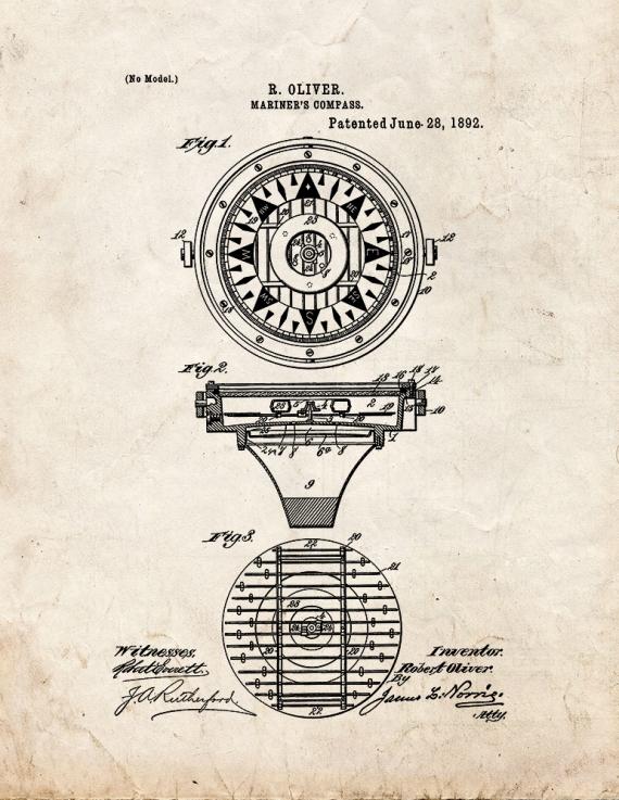 Mariner's Compass Patent Print