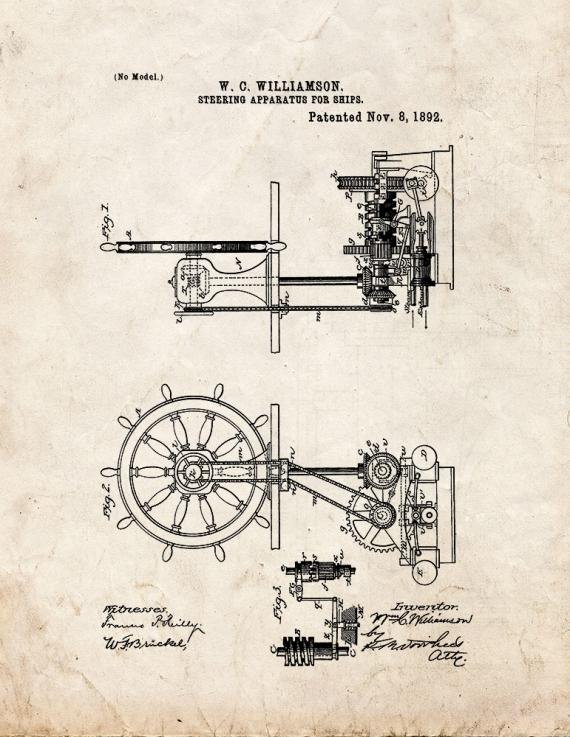 Steering Apparatus For Ships Patent Print