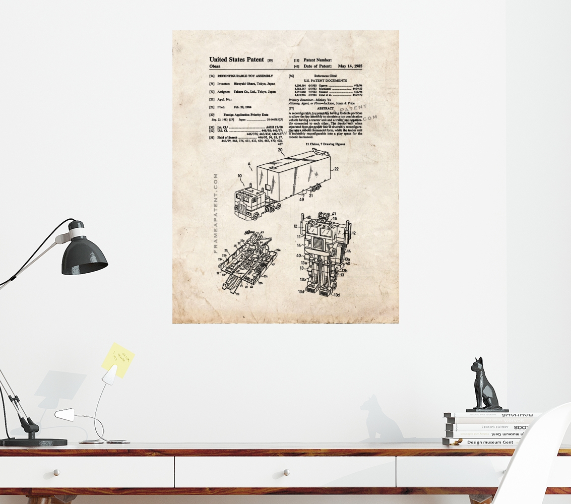 Transformers Optimus Prime Patent Print Old Look