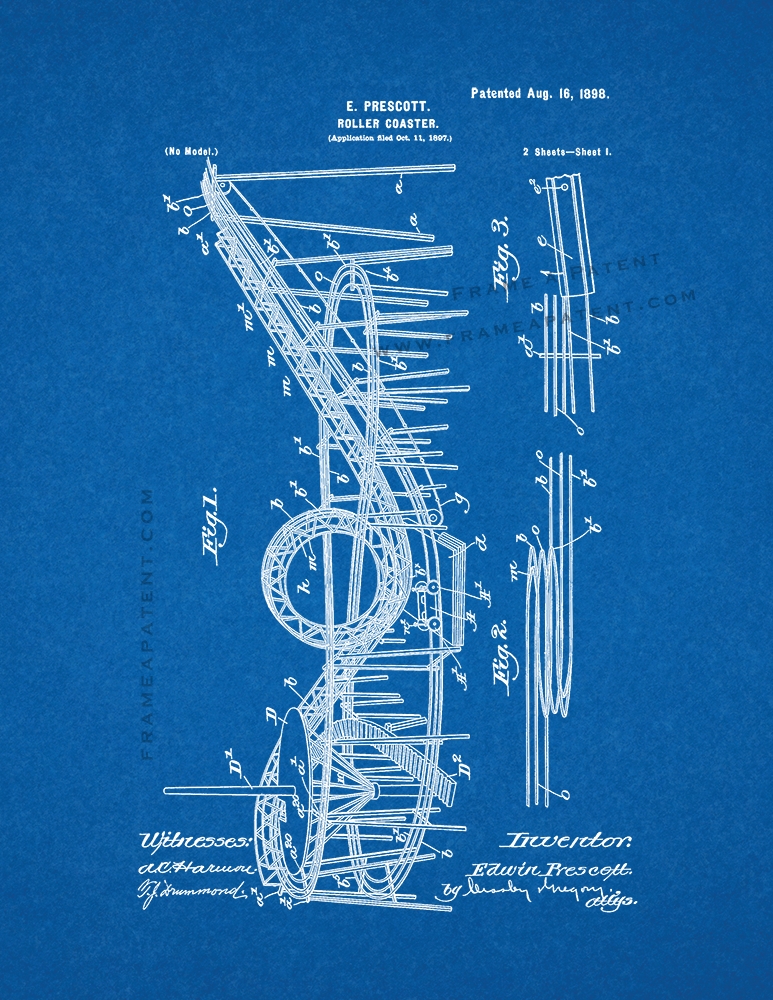 details about roller coaster patent print blueprint paper roller coaster designs