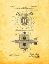 Tesla Alternating Electric Current Generator Patent Print
