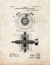 Tesla Alternating Electric Current Generator Patent Print