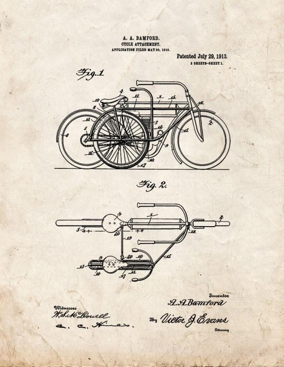 Cycle Attachment Patent Print