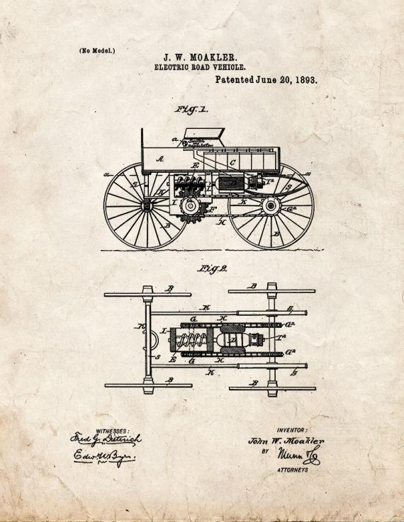 Electric Road Vehicle Patent Print