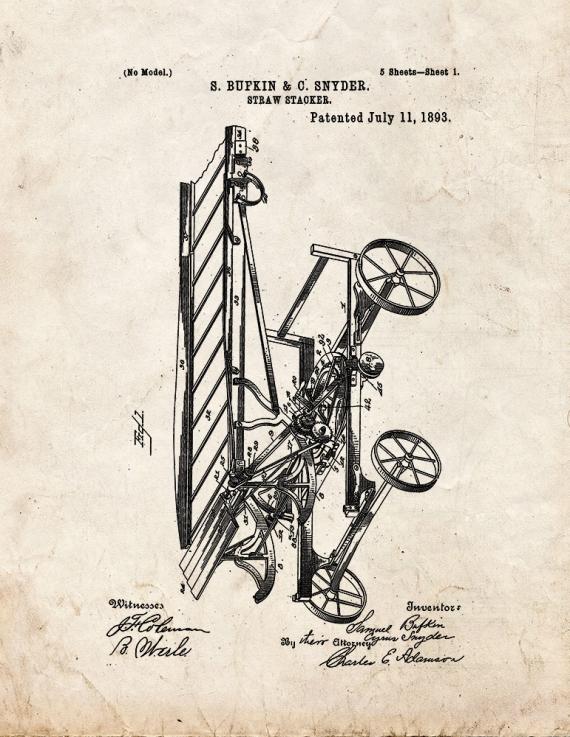 Straw Stacker Patent Print