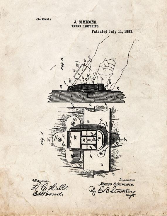 Trunk Fastening Patent Print