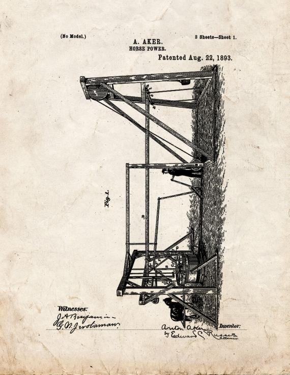 Horse Power Patent Print