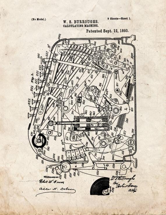 Calculating Machine Patent Print