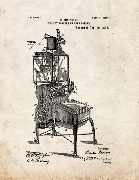 Peanut Roaster Or Corn Popper Patent Print