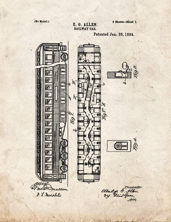 Railway Car Patent Print