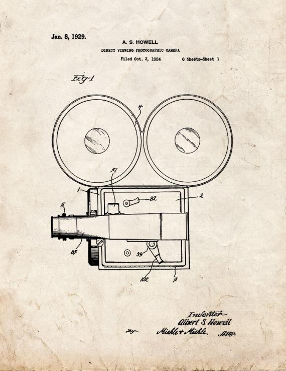 Direct-viewing Photographic Camera Patent Print