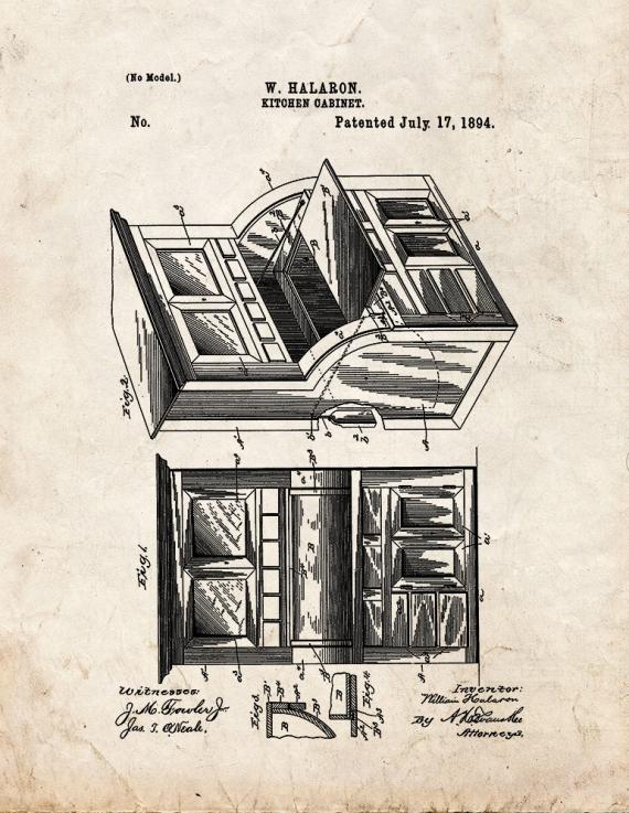 Kitchen Cabinet Patent Print