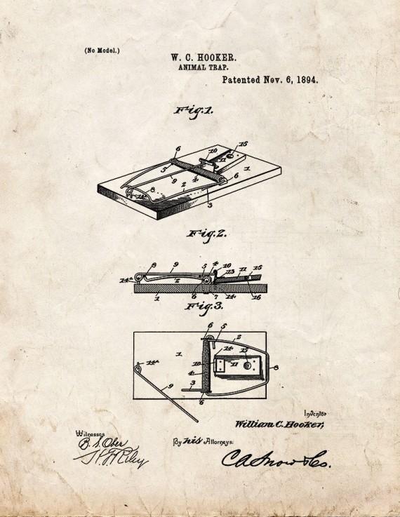 Animal-trap - Mouse Trap Patent Print