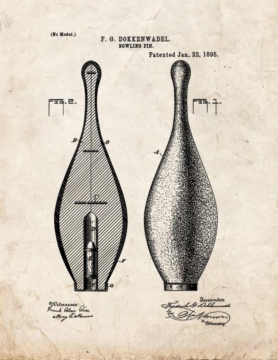 Bowling Pin Patent Print