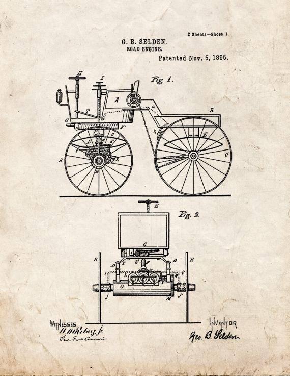 Road Engine Patent Print