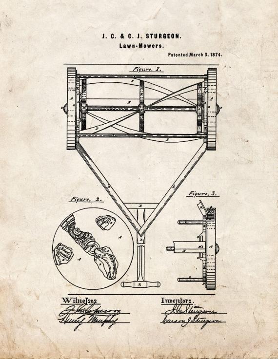 Lawn Mower Patent Print