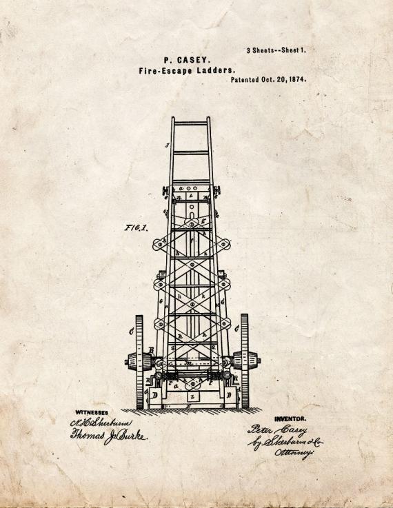 Fire Escape Ladder Patent Print