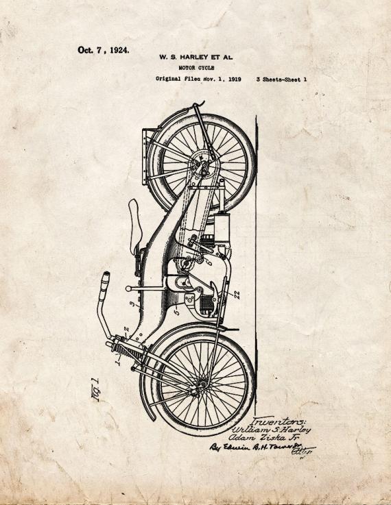 Harley Motorcycle Patent Print
