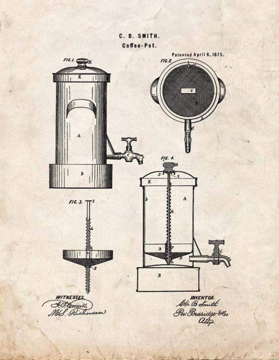 Coffee Pot Patent Print