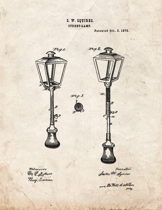 Street Lamp Patent Print