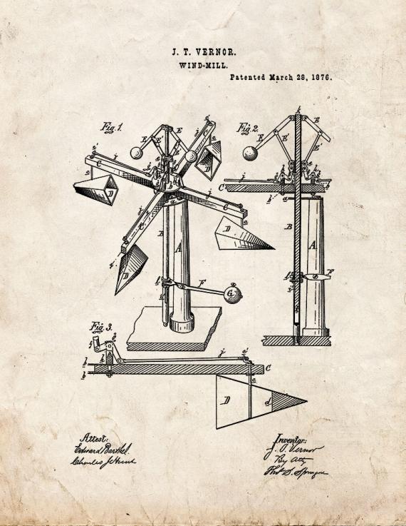 Windmill Patent Print