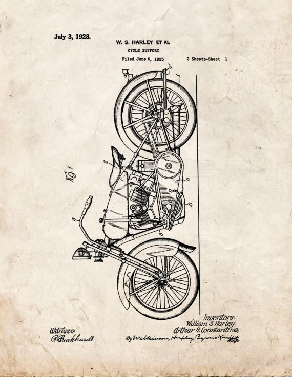 Harley Cycle Support Patent Print