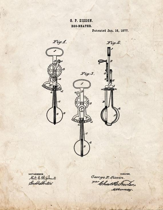 Egg Beater Patent Print