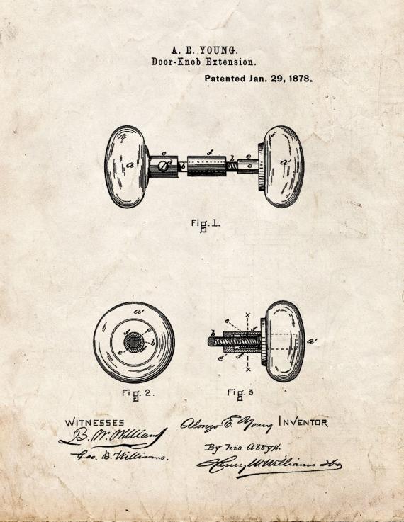 Door Knob Extension Patent Print