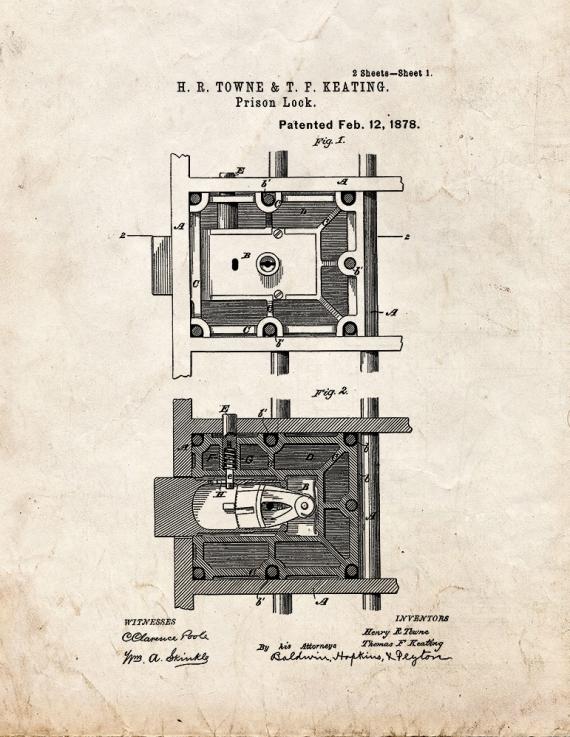 Prison Lock Patent Print
