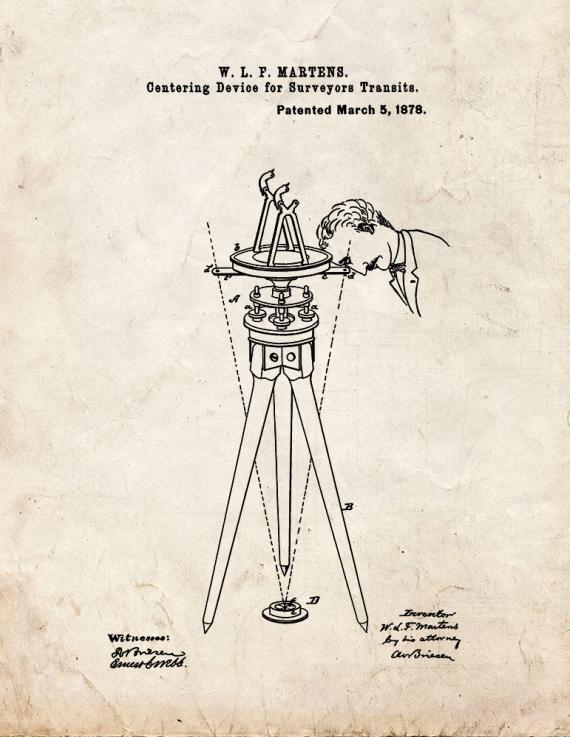 Centering Device For Surveyors Transits Patent Print