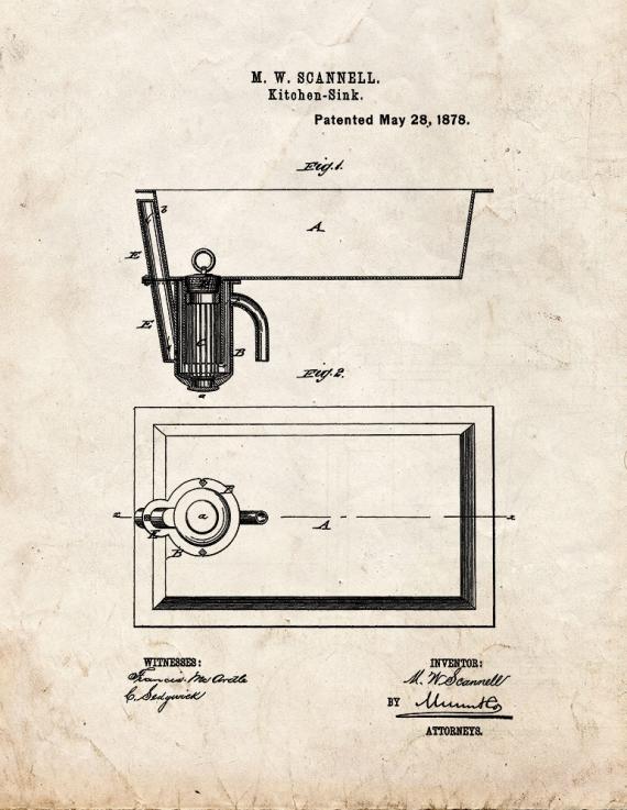 Kitchen Sink Patent Print