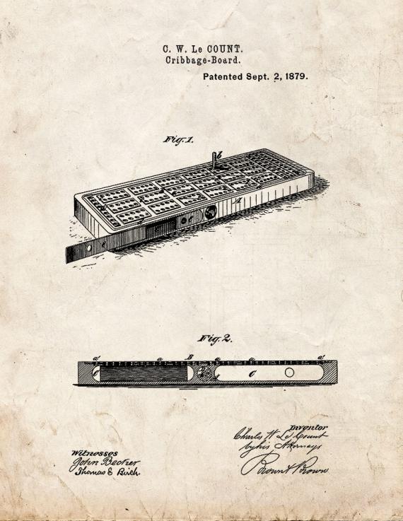 Cribbage Board Patent Print