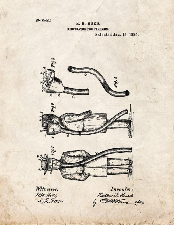 Respirator For Firemen Patent Print