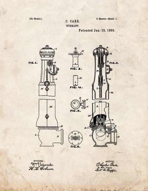 Fire Hydrant Patent Print