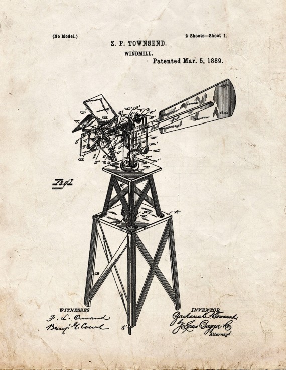 Windmill Patent Print