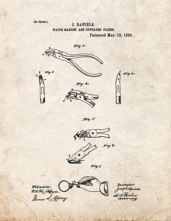 Watch-maker's And Jeweler's Pliers Patent Print