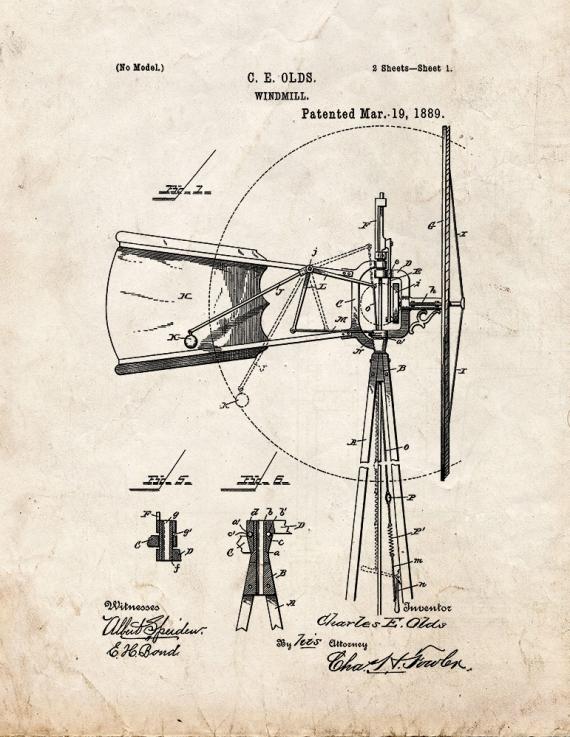 Windmill Patent Print